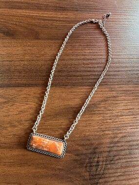 Orange Stone Bar Necklace Costume Jewelry
